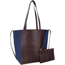 CELINE Cabas Phantom Leather Suede Brown Blue Tote Bag 1291