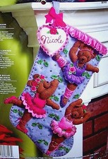 Bucilla "Ballet Bears" Felt Christmas Stocking Kit NEW Dance RARE Ballerina OOP