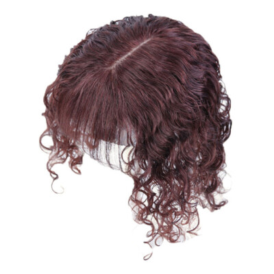 100% Human Hair Toupee Curly Hair Topper Top Clip in Hair Pieces for Women +Bang