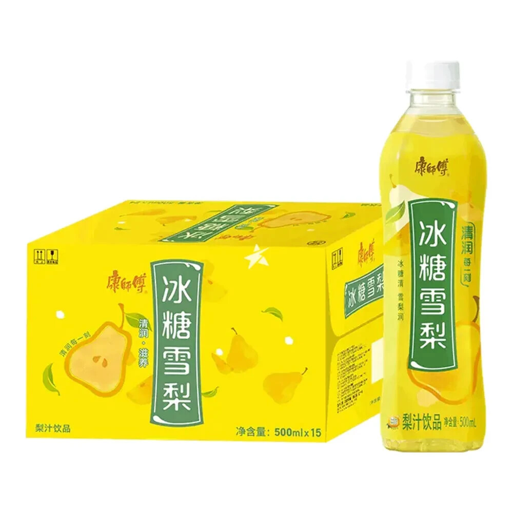 Master Kong Pear Juice with Crystal Rock Sugar Drinks 500ml 康师傅冰糖雪梨 (15 Bottles)