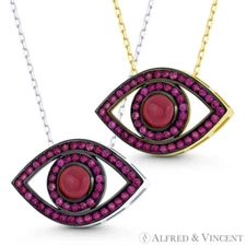 Evil Eye Cubic Zirconia Turkish / Ojo Charm 925 Sterling Silver Necklace Pendant