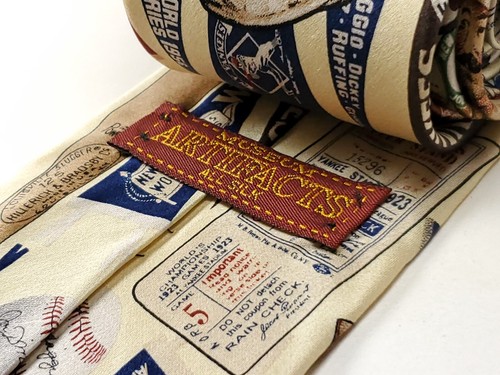MUSEUM ARTIFACTS Handmade in USA 100% Silk Tie Mens NEW YORK YANKEES Necktie NEW - Picture 9 of 10