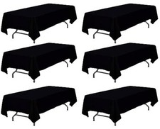 Tablecloth Rectangle - 60 x 102 Inch - For 6 Foot Tables 6-Pack Black Washable