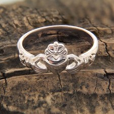 Plain Irish Claddagh Heart Tiara Friendship Promise Ring 9.5 In White Gold Over