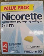 Nicorette 4mg Nicotine Gum 170 Pieces Original Flavor Exp 09/2026+ NEW SEALED