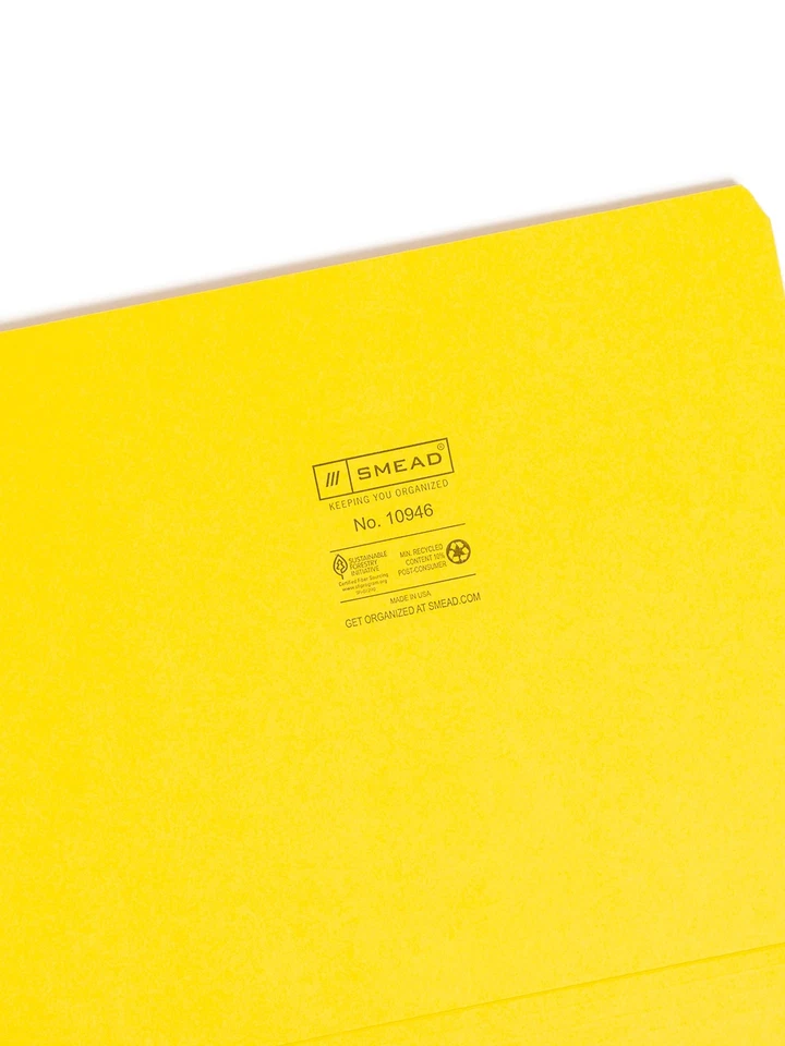 File Folder Straight-Cut Tab Letter Size Yellow 100 per Box 10946 - Bild 3 von 4