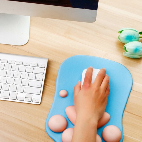 Tappetino per mouse zampa gatto 3D con supporto da polso cartone animato gatti carini zampa silicone morbido NUOVO - Foto 4 di 12