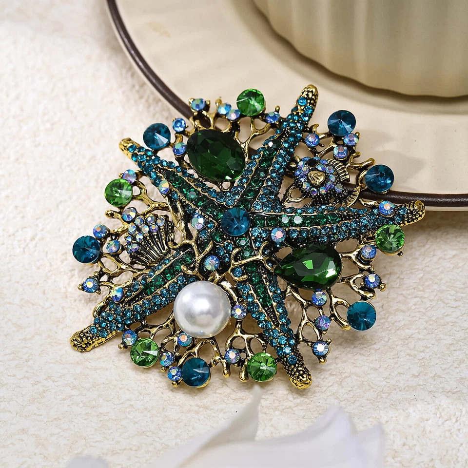 Broche Estrella de Mar Diamantes de Imitación Mujer Alta Gama Multifuncional Pin Decorativo Foto 2 de 4