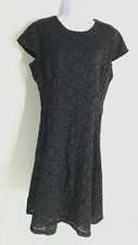 $89 Vince Camuto Women's Black Floral Lace Cap Sleeve Dress Size 12