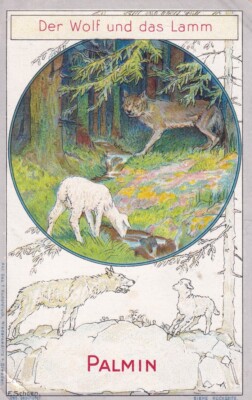 Palminöl (Deutschland) 1 Karte aus Serie 106 LaFontaine Fabeln #1 Wolf & Lamm