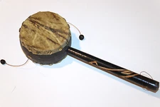 Vintage Spinning Monkey Drum Hand Carved Snake Percussion Instrument 🪘🐍🐒