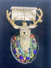 MacKenzie Childs Parchment Check Deer Ornament