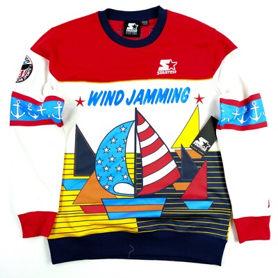 Starter Wind Jamming Sailing Red Black Label Retro 90's Sweatshirt L/XL/XXL