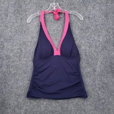 Tommy Bahama Tankini Womens L Large Blue Island Cays V Neck Plunge Swimsuit