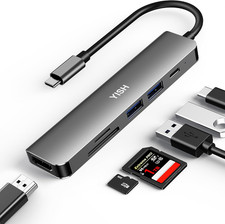Hub USB C 6-In-1: USB C Hub Con PD100W,4K HDMI,2 X USB A,Lettore Schede SD/TF pe