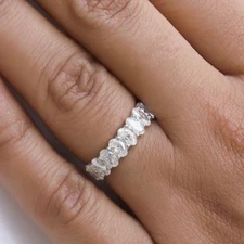 1.20 CT Oval Cut Lab Grown/CVD Diamond Half Eternity Band Ring In 14k White Gold