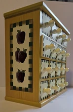 Wooden Apothecary Spice Cabinet Box With 16 Drawers Farmhouse Apple Decor