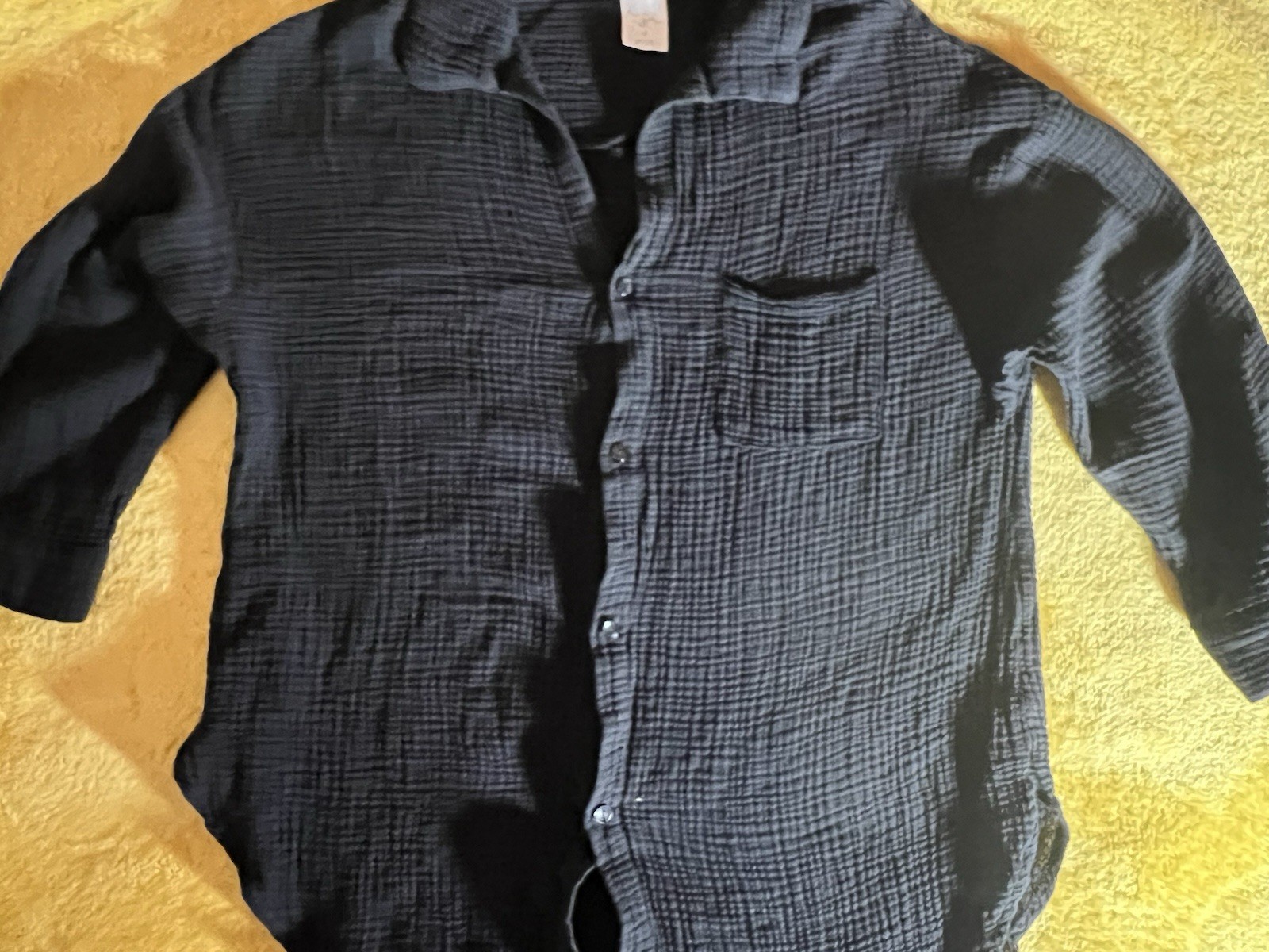 Cotton Kona Sol Black Gauze Button Up Shirt Womens