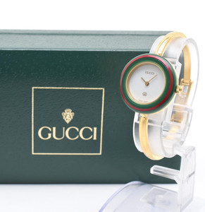 AUTHENTIC GUCCI 1100L BEZEL BANGLE WATCH w/5 Bezels/ PETITE/EXCELLENT Gucci 1100 Round Bangle Wristwatches for sale | eBay main image 3