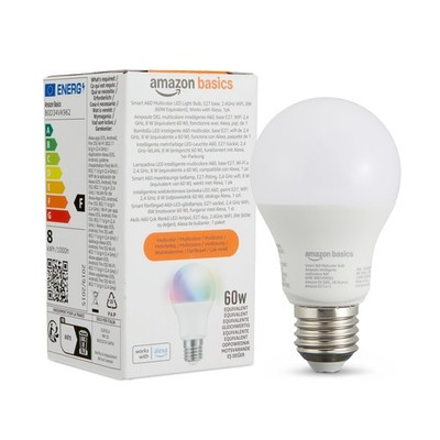 LED-Glühbirne E27 8W Mehrfarbig Alexa-kompatibel Amazon Basics 1 Stück