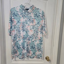 Jack Nicklaus Polo Shirt gold bear Mens XXL White Teal PeachTropical Golf Tee