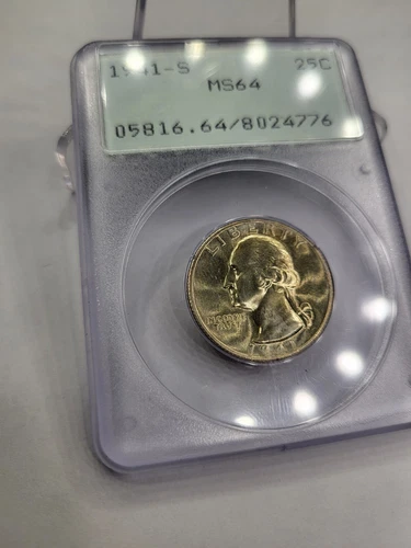 1941 S Washington Quarter MS 64 PCGS OGH Rattler Rare Vintage Holder