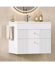 Image of 600mm Bathroom Vanity Unit, Wall Mounted Vanity Bathroom Unit with Ceramic Basin