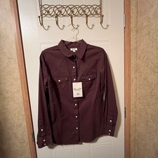 Wrangler Retro Shirt Women's Small Plum Western L/S Pearl Snaps 112356659 NWT