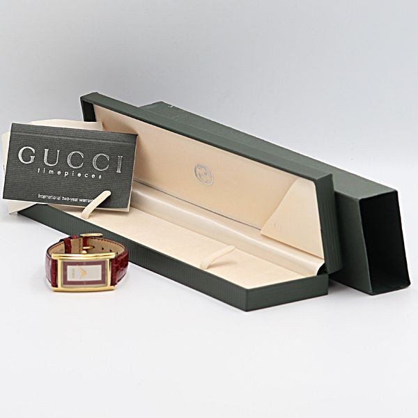 Gucci 2600L Watch Rectangular Red Silver Dial QZ … - image 5
