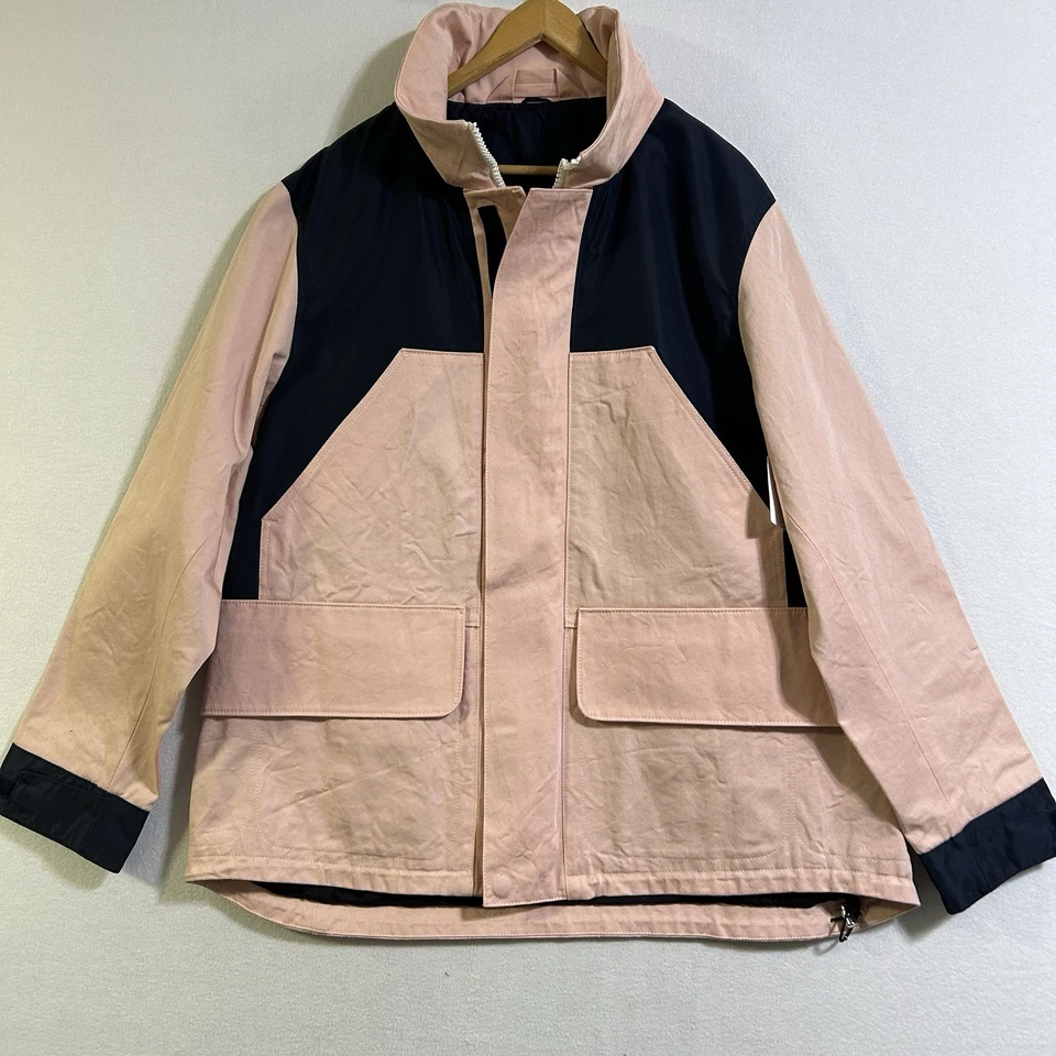 Jaqueta masculina Acne Studios rosa MT2002 UE 50 EUA grande algodão lona capuz laminado - Imagem 3 de 4