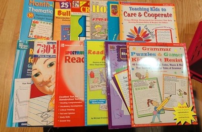 Lot of 15 - Grades K- 6 Teacher Workbooks Writing, Vocabulary And Other Subjects