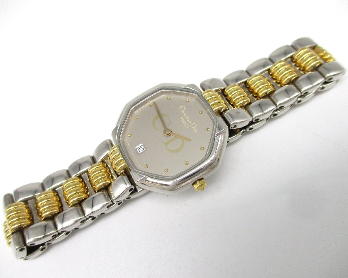Dior Depose D48-203 Ladies Quartz Stainless GP SS From Japan N1229