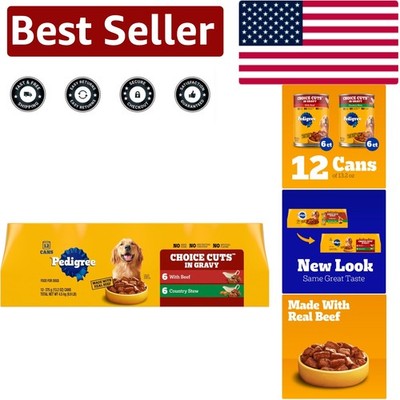 Quality Wet Dog Food: Pedigree Beef & Country Stew in 13.2 oz Cans - 12 Count
