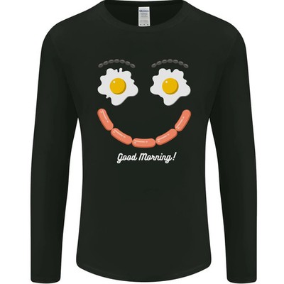 Happy Breakfast Face Lustiges Speck Essen Herren Langarm T-Shirt