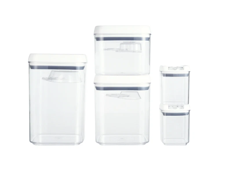 8 Piece Food Storage Container Set With Lids- Clear Stackable Kitchen Containers