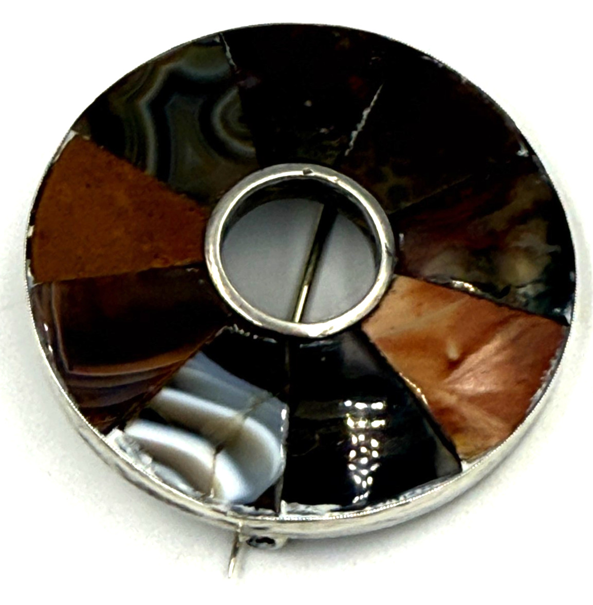 Antique Scottish Solid Silver and Agate Brooch Pi… - image 7