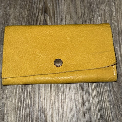 #ad PORTLAND LEATHER GOODSPebble Leather Rancher Tri Fold Wallet Unique Yellow $39.00