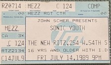 1989 Sonic Youth Mudhoney The Ritz New York City 7-14 Concert Ticket Stub Dirty