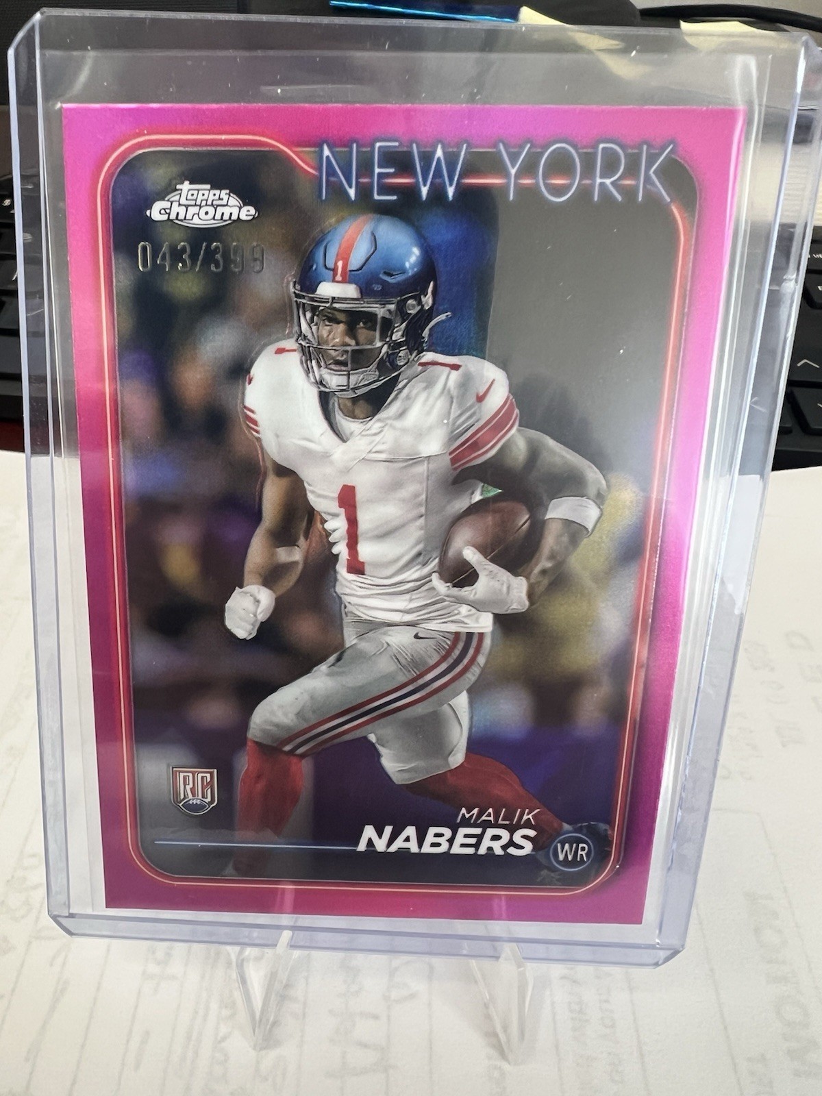 2024 Topps Chrome - Rookies Malik Nabers #205 Magenta Refractor /399 (RC)