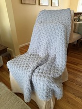 New Handmade Gray Textured Crochet Baby Blanket Afghan 36  x48  or Throw Blanket