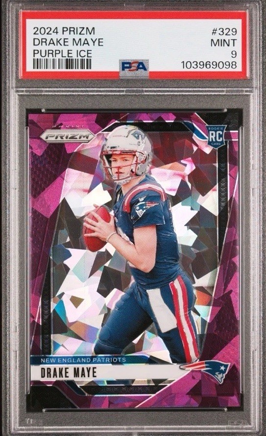 2024 Panini Prizm - Rookies Drake Maye #329 Purple Ice Prizm /225 (RC) PSA 9