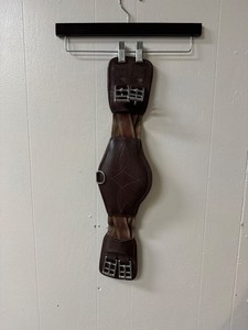 24" Prestige Cross Elastic Brown Leather Girth
