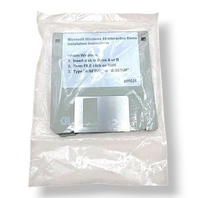 Rare Microsoft Windows 95 Interactive Demo 3.5'' Floppy Disk Vintage 1995 (2pcs.)