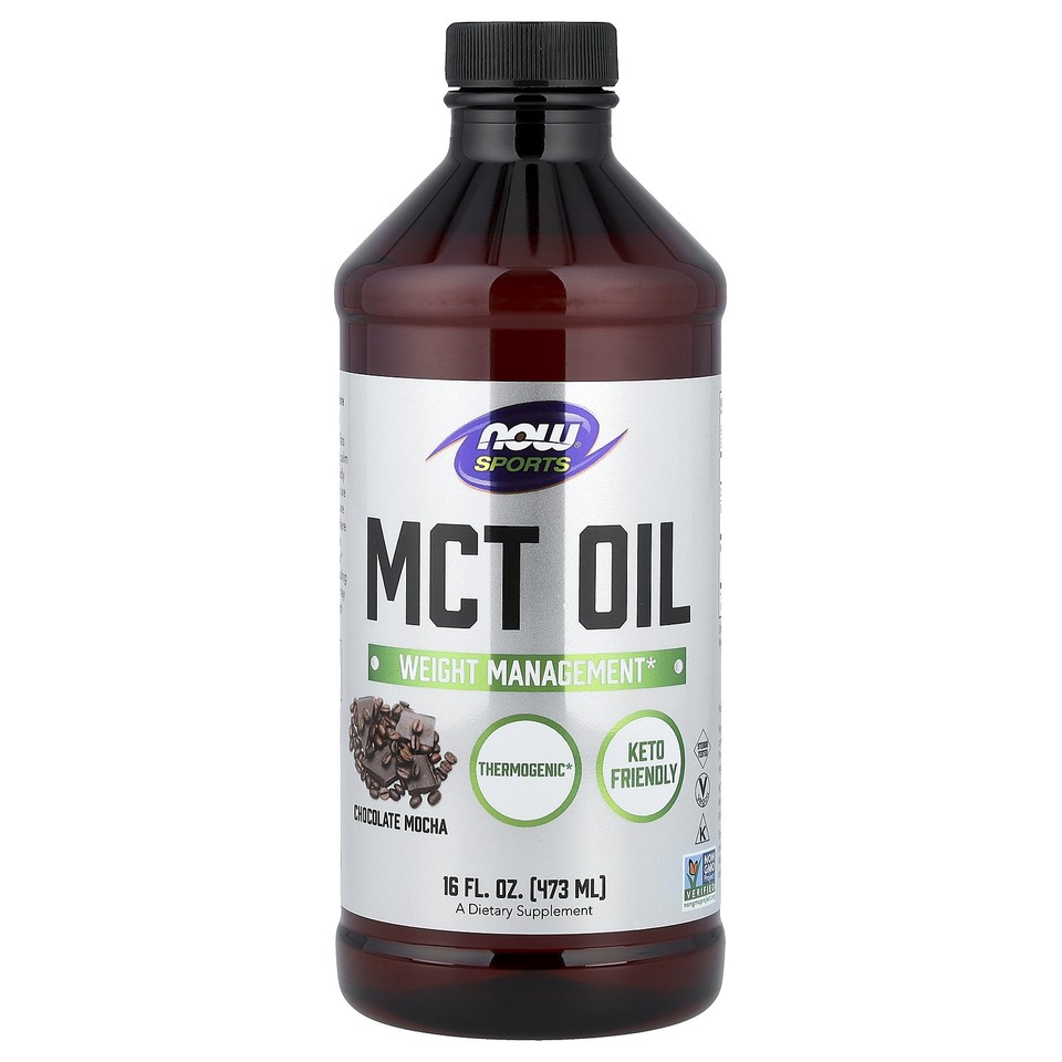 Now Foods Sports MCT Oil Chocolate Mocha 16 fl oz 473 ml GMP Quality Assured,