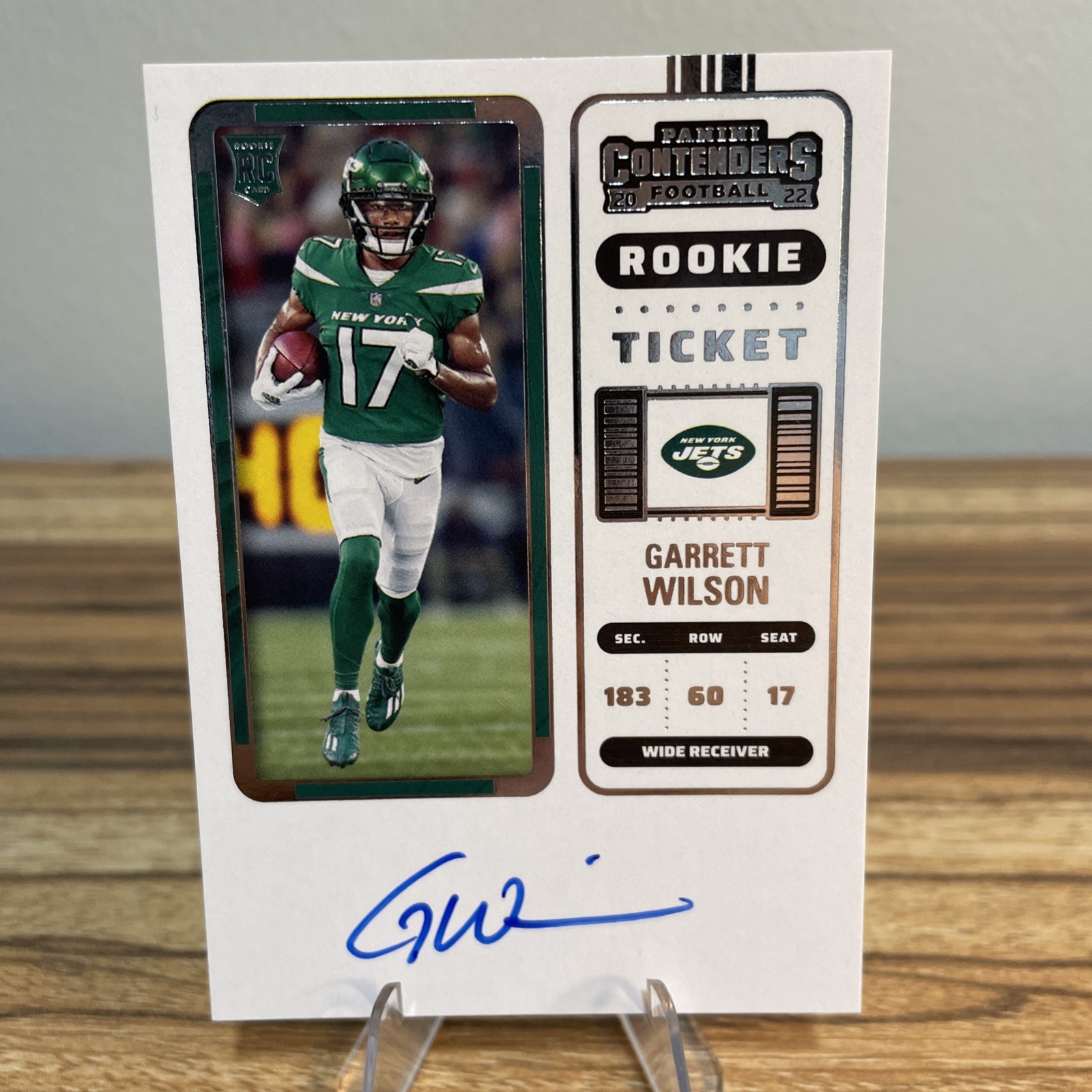 2022 Contenders GARRETT WILSON #117 RC Rookie Ticket AUTO Jets