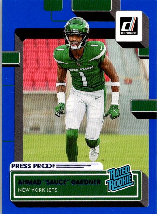2022 Donruss #328 Ahmad "Sauce" Gardner Blue Press Proof