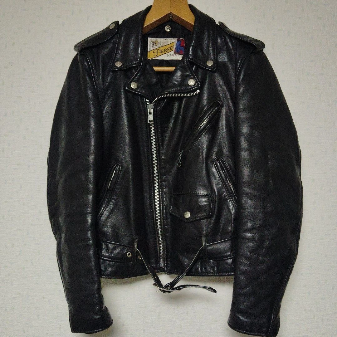 Chaqueta de Cuero Schott Perfecto Double Rider Negra Talla 34 EE. UU.