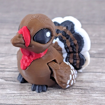 3D Printed Turkey Hatchling | Articulated Flexi Fidget Toy Collectible Desk Pet