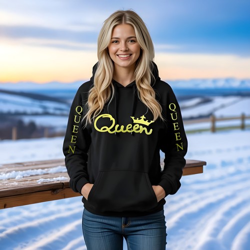 Sudaderas con capucha para pareja King & Queen Love a juego para él y ella - Imagen 7 de 9
