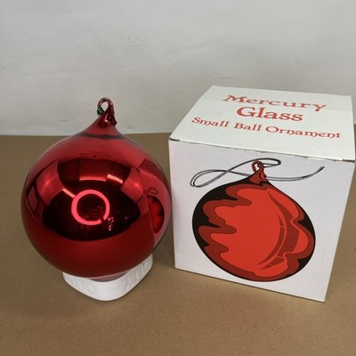 Mercury Glass 6'' Small Red Ball Ornament By Department 56